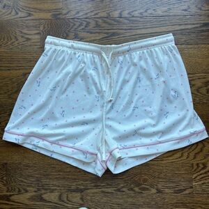 Lucky Brand Heart Print “Lucky You” Pajama Shorts | Valentin’s Day | Women’s M